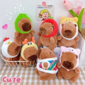 Mũ Dâu capybara Thú nhồi bông mô phỏng rùa Ba lô capibara Thú Nhồi Bông Papa tay vòng hình tròn kích thước nhỏ Mặt dây chuyền