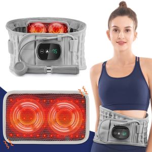 Inflatable Heating Belt Waist Massager Vibratings Red Light Airbag Support Back Hot Compress Physiotherapy Lumbar Back Support Brace Pain Relief USB Charging