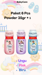 [ Paket 6 Pcs ] Cussons baby powder 35gr Bonus 15gr Bedak Bayi Paket Hemat
