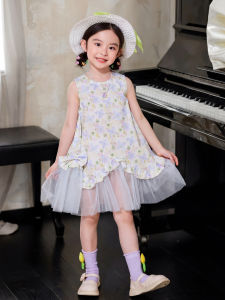 Gasvr | Sleeveless Faux Two-Piece Floral Tulle Princess Girls Dress