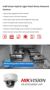 DS-2CD1143G2-LIUF Hikvision Audio IP Camera PoE CCTV 4MP Hybrid Light