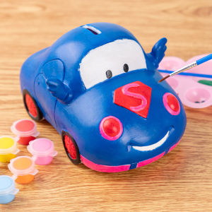 Car Model Painted Childrens DIY Hand Painted Non-Plaster Doll White Body Coin Bank Vinyl Drop-Resistant Toy Car
