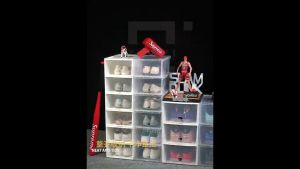 Locaupin 6pairs Stackable Transparent Shoes Storage Cabinets Box Shoe Container Plastic Shoe Organization Home Storage