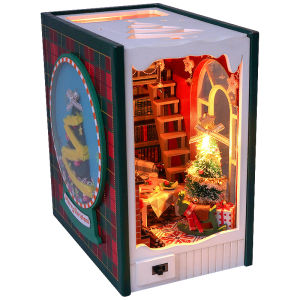 Christmas House DIY Miniature Model Building Blocks Toy Handmade Assembly Gift for Girls Wood Static Model Proportion 1:24