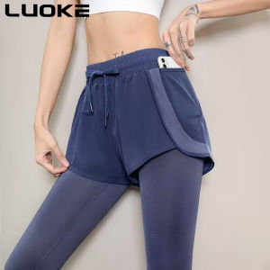 Luoke กางเกงออกกําลังกายฤดูใบไม้ร่วงและฤดูหนาวกางเกงโยคะเอวสูงกันซึ่งระบายอากาศได้ดียืดได้บางสําหรับวิ่ง