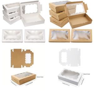 16/32Pcs Cake Carriers Square Box With Lid White Bread Box With Window For Pies Donuts Muffins  Weddings Parties