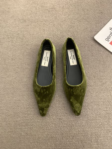 French Flat Bottom Pointed Toe Womens Shoes Spring Autumn New Style Velvet Grandmother Ballet Shoes Daily Fashion Single Shoes