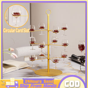2/3 Layer Champagne Tree Stand For Drinks Wine Glass Holder Hanging Stand 12 Holders Metal tail Tower Stand Display 8/12 Bracket Iron Wine Holder For Margarita Cups Tasting Wedding Birthday Christmas Party