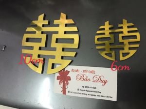 Chữ hỷ alu trang trí mâm quả tiệc cưới nhiều kích thước keo sẳn tiện nghi