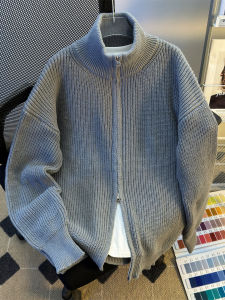 เสื้อคาร์ดิแกนถักคอสูงแบบมีซิปสำหรับผู้ชาย ทรงหลวม ปกติ แขนยาว ปกติ ฤดูใบไม้ร่วง/ฤดูหนาว สีสันสดใส อบอุ่น แฟชั่น