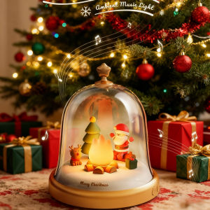Santa Claus Little Flame Christmas Night Lights Music Stepless Dimming Ambient Night Lamp With Music Box For Kids Bedroom Decor