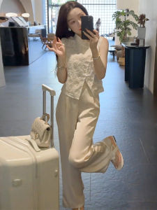 Bộ Đồ Hai Mảnh Thời Trang Mùa Hè Dành Cho Nữ 2026 Bộ Đồ Mới Kiểu Trung Quốc Cổ Điển Áo Vest Ren Và Quần Ống Rộng