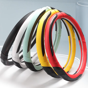 Leather Car Steering Wheel Cover Carbon Fiber 38cm High Quality