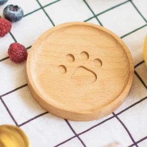 Bear Paw Coaster Wooden Pastry Plate For Biscuits Macaron Tea Cup Spot Mug Coffee Cup Potholder Beech Coaster