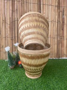 มวย หวด แบบลาย รุ่นสองขอบตอกตะปู สำหรับหม้อนึ่งเบอร์ 22 นึ่งข้าวเหนียวได้ครั้งละ 2-3 กิโล