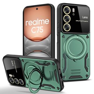 Heavy-duty Magnetic Shockproof Armor Phone Case For Realme 14 Pro 14X C75 C85 Camera Protection 360 Rotate Kickstand Back Cover
