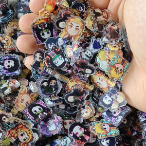 Bandai | 50pcs/set Demon Slayer Anime Resin Accessories Cute Image Laminating Acrylic Cream Glue Phone Case Refrigerator DIY Gift Patch