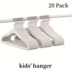 20pcs Non Slip Youngsters Hangers Space Saving Velvet Felt Hangers for Youngsters Youngsters Clothes Pants Shirts Dresses