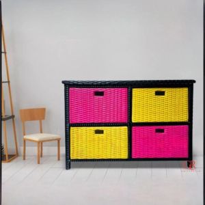 Lemari Plastik Minimalis Tv Rotan Sintetis 4 Laci