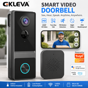 EKLEVA TUYA Smart 2.4G WIFI Video Doorbell 1080P Outdoor Security Protection Wireless infrared night vision Intercom Camera Ringing Bell