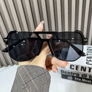 Yellow Sunglasses Men K-style Tide to Make Big Face Thin-Looked Asymmetrical Polygonal Sunglasses UV Protection Driving