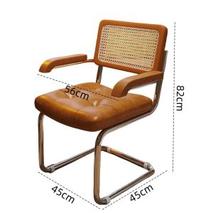 Rattan Computer Office Chair For Home Plaid Long-Sitting Desk Chair Retro Solid Wood Writing Learning Adjustable Swivel Chair