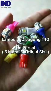 Lampu T10-T 10 LED Diam Senja Sein-Sen-Riting-Ritting Colok-Tancap Jagung 5 Mata 4 Sisi Putih-Biru