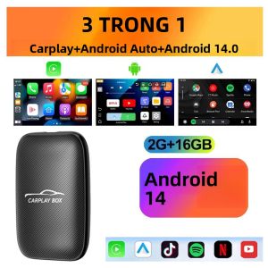 Hộp Giải Mã Đa Năng 3 Trong 1 Android Auto CarPlay AI Hộp Phát Trực Tuyến Trên Ô Tô Android 14 Chuyển Đổi Có Dây Sang Không Dây Cắm Là Chạy Phụ Kiện Ô Tô