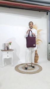 Carravelle Store tote bag kanvas / nudie bag besar polos bahan sueding lembut bisa custom sablon