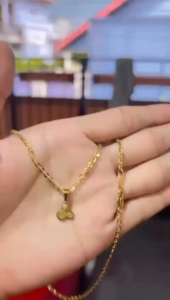 Kait Lobster Embos 750 Kalung Titanium Rantai Nori Kaca Liontin Miki Anti Karat