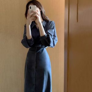 Fitted Slimming Long Sleeve Shirt Dress