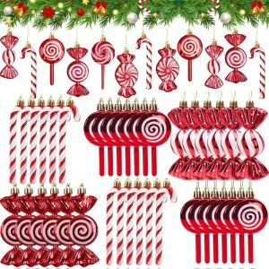 6PCS Christmas Lollipop Candy Cane Pendant Xmas Tree Hanging Ball Ornaments Christmas Party Decorations for New Year Gift