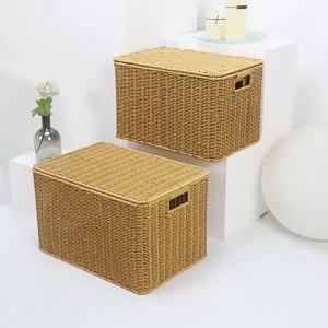 Hộp Đựng Đồ Đan Lát Giả Mây Dung Tích Lớn Chất Liệu Nhựa Thân Thiện Với Môi Trường Lý Tưởng Để Đựng Quần Áo Tiết Kiệm Không Gian Giỏ Đựng Đồ Gia Dụng Cho Phòng Ngủ/phòng Khách