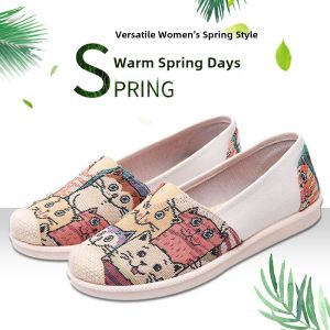 Non-slip Soft Bottom Breathable Round Toe Spring Autumn Lightweight Womens Canvas Shoes
