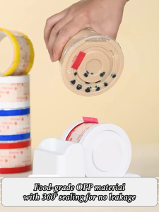 พร้อมส่ง🚚 สติ๊กเกอร์ปิดฝาแก้ว ที่ปิดฝาแก้ว ม้วนละ 360 แผ่น ขนาด 34x55มม.ThaiJOY