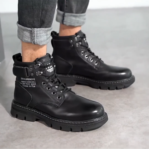 Men's Martin Boots 2025: High-top British Style Black Work Motorcycle Leather Boots