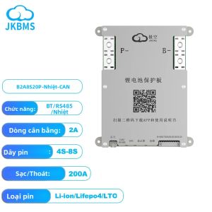 Hệ Thống Quản Lý Pin Thông Minh JK SMART BMS Cho Pin 12V 24V 4S-8S Chức Năng Cân Bằng Chủ Động Chức Năng Làm Mát Bảo Vệ Quá Tải Và Quá Xả Hệ Thống Quản Lý Pin Thông Minh Lifepo4