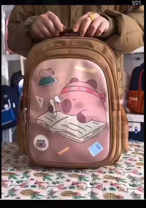 Fashion capybara cartoon Kids School Bag Waterproof multi-compartment Childrens school Backpack Spine Protection Primary School student Backpack for Grades 1-6