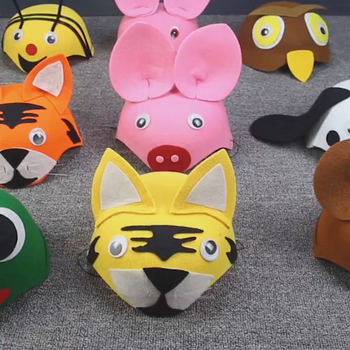 [READY STOCK] 3y-10y Kids Costume Animal Hat Cap Non Woven Fabric Tiger ...