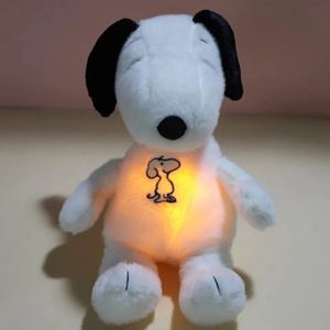 Bandai | New Baby Breathing Soothing Snoopy White Dog Plush Doll Sleeping Companion Music and Light Doll Sensory Stuffed Toy Kid Gifts~