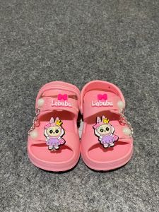 Sandal Balita Dua Strap Labubu Tali Belakang Sendal Anak Perempuan Labubu Rantai Trendy