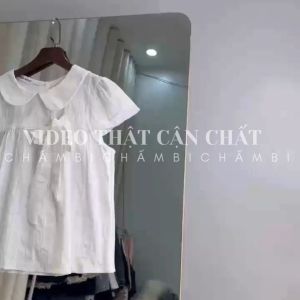 Áo sơ mi nữ A.764 Áo sơ mi cổ sen tay hến phối nơ to lệch dáng lửng dễ thương dễ phối đồ - Shop Chấm Bi