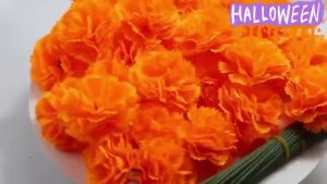 10/20/30PCS Marigold Flower Heads Day of The Dead Halloween Mexican Artificial Flowers for Diwali Home DIY Wreath Garland