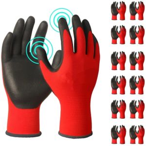 PU Coated Safety Work Gloves Lightweight Seamless Knit Mechanic Gloves With Grip for Men Industrial Construction Repair Gloves