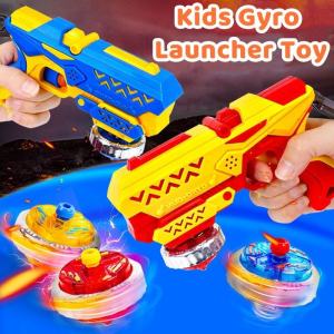 Kids Gyro Launcher Toy Luminous Pull String Spinning Gyro Toys Children Outdoor Launcher Toy