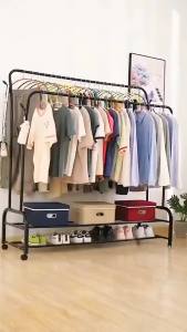 🔥SG Local Seller🔥2025 New 150cm Multi-layer Carbon Steel Clothes Hanger Stand Rack With Wheel Multi-functional Storage Removable Clothes Stand