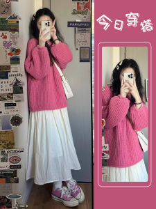 ฤดูใบไม้ร่วง ฤดูหนาว นุ่ม หวาน สไตล์ชา ผู้หญิง ชุดแฟชั่นระดับไฮเอนด์ พรางหุ่น ชุดปีใหม่ต่อต้านวัย โพลีเอสเตอร์ Blend