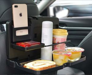 Foldable Car Food Tray Travel Bottle Cup Holder Rear Seat Table Dining Meja Makan Kereta 车餐盘奶瓶 Mobile Phone baby bottle holder Tiktok Foldable Tray Trey Makanan