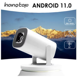 HONGTOP  Android 11 Projector 720P Smart Mini Portable Projector with WiFi6 Bluetooth Home Theater Outdoor Portable Projector