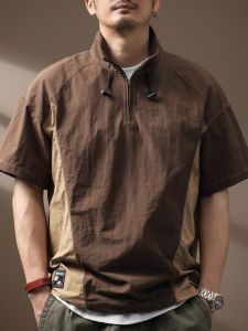 Áo Thun Nam Tay Ngắn Cao Cấp Thiết Kế Nhẹ Nhanh Khô Ngoài Trời Rộng Rãi Áo Sơ Mi Nửa Khóa Kéo Phù Hợp Với Xu Hướng Mùa Hè Chức Năng Áo Sơ Mi Thoải Mái